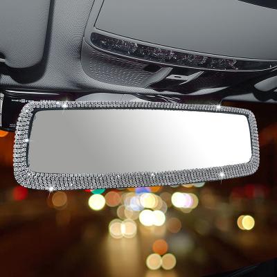 China Automotive 2022 hot sale Charms Crystal Shiny Rear View Mirror Cover Bling Rhinestone Universal Car Rear View Mirror for Girls women for sale