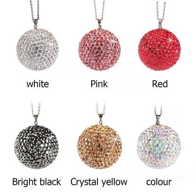 China Bling Bling Crystal 2022 new Bling car interior crystal ball pendant with diamond car rearview mirror decoration pendant car diamond ball pendant for sale