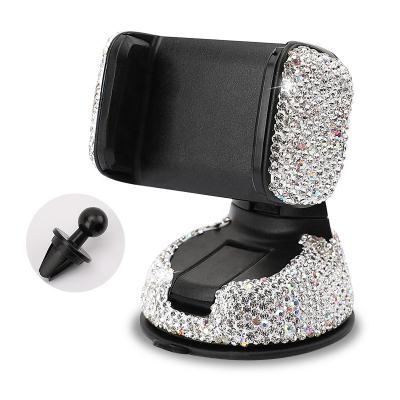 China Adjustable 2022 Amazon Hot Sale 360 Degree Universal Car Mobile Phone Holder With Rhinestone For Women Gift for sale