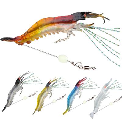 China Outdoor Fishing Activity 90mm Artificial Sea 5. 7g Bait Fishing Soft Lure Luminous Shrimp Lure Shrimp Soft Plastic Lure With Hook for sale