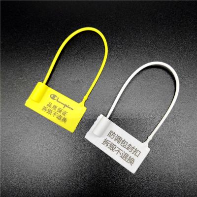 China Factory custom anti-theft clasp self-locking disposable plastic seal with customized label for sale