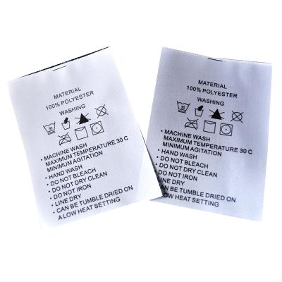 China Sustainable Laser Cut Garment Accessory Printed Label Garment Wash Care Labels for sale