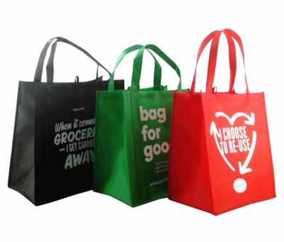 China Supermarket Shopping Bag Handled Non Woven Recyclable Grocery Bag for sale