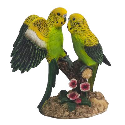 China Resin world decoration parrot statue home and garden ornament figurine factory supply animal custom made directly for sale