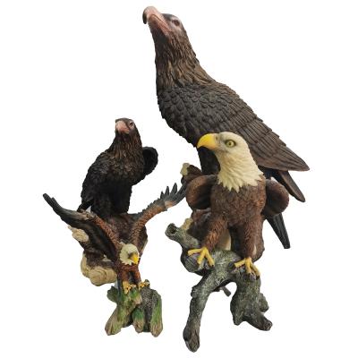 China Europe Eagle Stand On Desk Wood Decoration Figurine Resin Animal Statue for sale