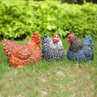 China World of Hen Sculpture Custom Statue Garden Decoration Animal Farm Resin Chicken Life Size Figurine for sale