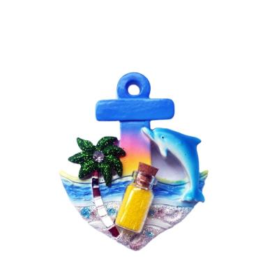 China Eco-friendly Handmade Painting Opens Tourism Drift Bottle Souvenir Customized Resin Fridge Magnet for sale