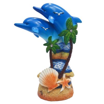 China 21.5cm Resin Dolphin Tropical Souvenir Figurine Tourism Gift Tropical Tourist Decoration for sale