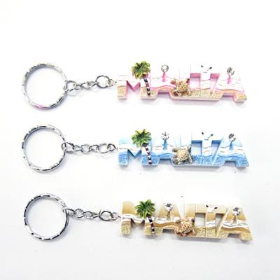 China Promotion Gift Customized Tourist Souvenir / Resin Key Ring For Malta Lettering Tourism Souvenir Promotion Gift for sale