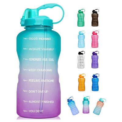 China 1 Gallon Viable Motivational Water Bottle with Time Marker Lid and Straw Handle for Fitness, Gym and Outdoor Sports for sale