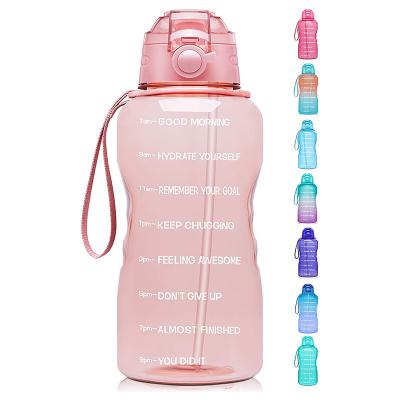 China 1 Gallon Fitness Sports Viable Motivational Water Bottle with Time Marker with Straw and Handle for sale