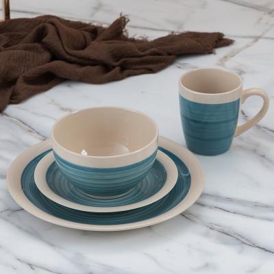 China Sustainable Amazon Hot Sale 4 Pcs Stoneware Porcelain Table Ware Dinnerware Set Ceramics Plates Dinnerware for sale