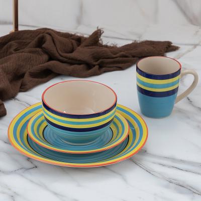 China Sustainable Wholesale Custom Porcelain Ceramic Dishes Plates Stoneware Dinnerware Set for sale