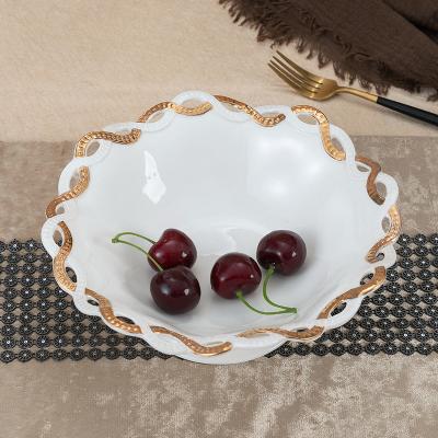 China Sustainable High Quality Fruit Tray Decoration Chinese Wedding Luxury Ceramic Fruit Plate For Restaurant for sale