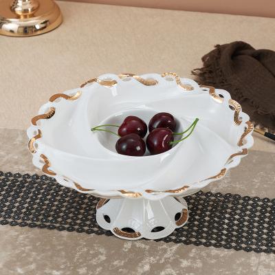 China Sustainable High Quality Decoration Luxury Ceramic Fruit Tray Dessert Fruit Plate For Restaurant for sale