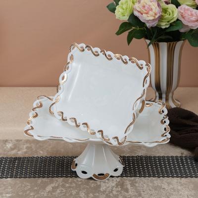 China Sustainable Amazon Hot Sale 1 Tier Luxury Ceramic Decoration Fruit Tray Fruit Plate for sale