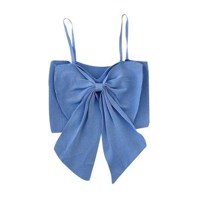 China Anti-wrinkle woman elegance summer beach strappy bowknot knit top for sale