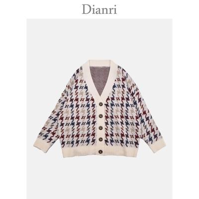 China Large Chunky Korean Style Button Lady Anti-Pilling Stock Oversize Jacquard Knit China Cardigan Winter for sale