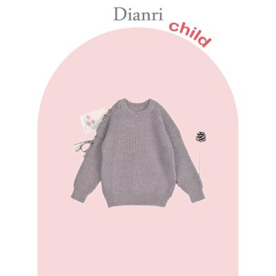 China Hot sales BABY anti-shrink tight wire up in bulky right shoulder knit pullover sweater design for kids for sale