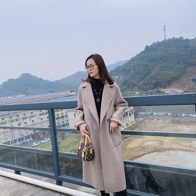 China Anti-wrinkle factory supply good price custom made trench coat long for winter women wool wool and blends wool striping natural color for sale