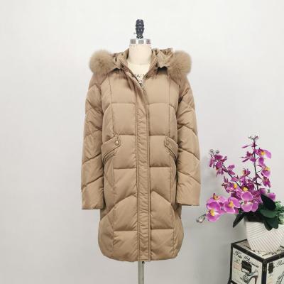 China The other 2021 high quality champagne women's thick down jacket with fur collar to keep warm and waterproof women's winter long coat for sale