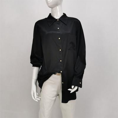 China Zeqing New Breathable Hong Kong Longsleeved Black V-Neckline Seasoned Shirt Girl for sale