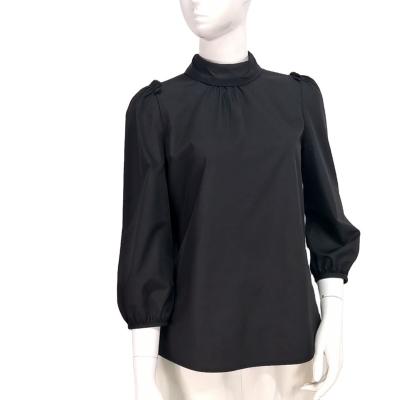 China Fashion Design Anti-pilling Bubble Sleeve Wrapped Elastic Long Sleeve Blouse for sale