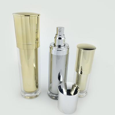 China New Style 30ml 80ml 120ml Cosmetic Silver Gold Acrylic Lotion Bottle Custom Plastic Pump For Sale for sale