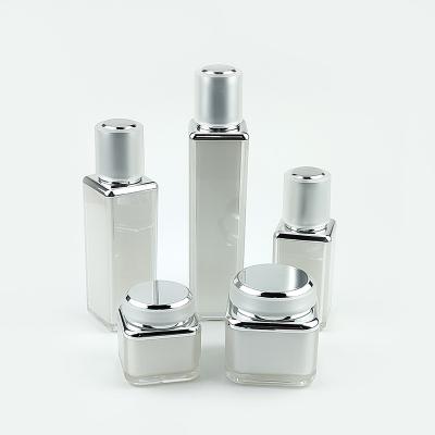 China Square Face Cream Containers 50ml Popular Unique Acrylic Cosmetic Jars And Bottles Empty Cream Jar For Acrylic Powder for sale