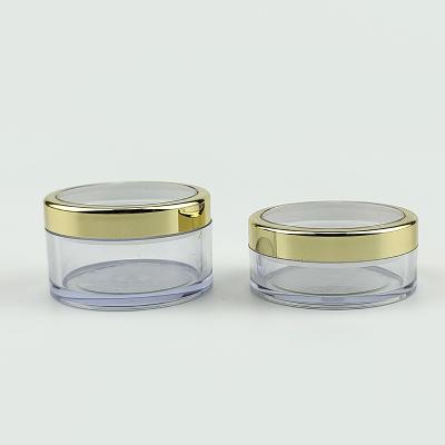 China Face Cream Jar Round Empty 4.5g Round Factory Based Loose Powder Case With Gold Cap And Window Private Label Packaging for sale