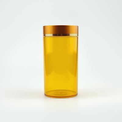 China Yellow PET 100ml Medicine Capsule Jar Pill Cosmetic Clear Bottle New Design For Cosmetic Packaging for sale