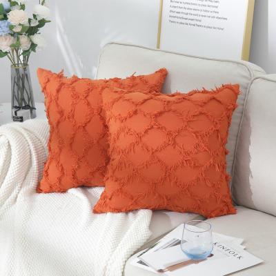 China Best Anti-Static Wholesale Cotton And Linen Short Salon Sofa Cushion Cover Haircut Plaid Pillowcase for sale