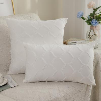 China High Quality Anti-Static Polyester Pillow Cover White Moroccan Pattern Cut Flower Craft Living Room Sofa Cushion Cover for sale