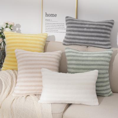 China Best Striped Pillowcase Decor Living Room Sofa Office Plush Pillowcase Cushion Wholesale Anti-static Home Cover for sale