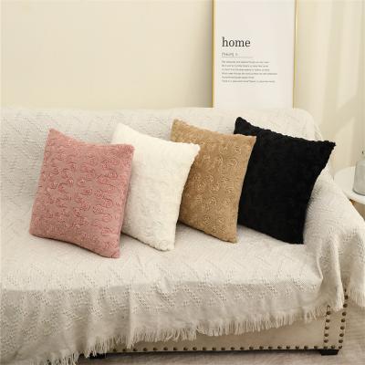 China Anti-static Advanced Art PV Velvet Rose Pattern Print Pillow Cover Living Room Sofa Pillow Cover Seat Cushion Cover for sale