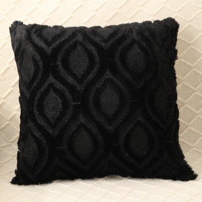 China Product Black Rabbit Fur PV Plush Pillowcase Anti-static Nordic Hot Selling Cushion Cover Diamond Living Room Sofa Pillowcase for sale