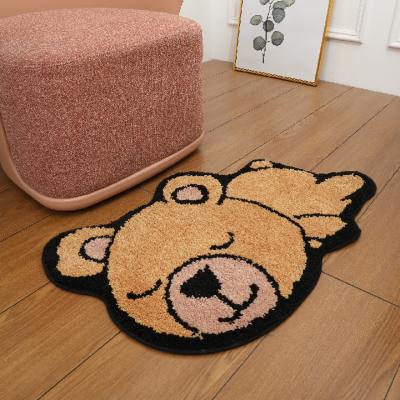 China Plush Cartoon Bedroom Door Mat Washable Absorbent Non-Slip Mat for sale