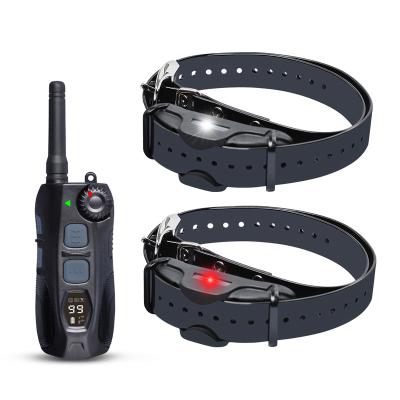 China Amazon Top 10 New Dog Training Bark Control Stocked Dog Collar Waterproof 2 Dogs Control Chase Collar With Led Light for sale