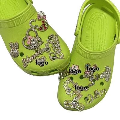 China Others 2023 Accept Customization Luxury Brand Croc Shoes Bling Bling Glass Rhinestone Full Diamond Gem Shoe Diy Charm Croc Shoes for sale