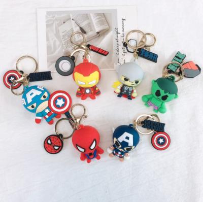 China OEM Hot Selling PopularPendant Cute 3D Cartoon PVC Keychain Superhero Marvel Animation Actions Keychains for sale