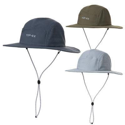 China Unisex Outdoor 100% Sun Protection Polyester Bucket Hat With Laser Cut for sale