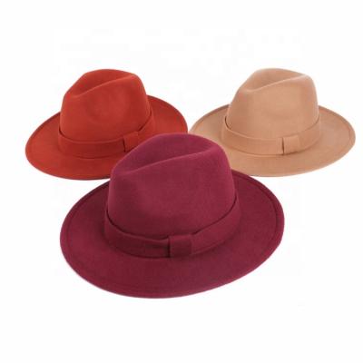 China 2021 Comfy Suppliers Felt Wide Brim Logo Women Band Fedora Hats Custom Made For Adults for sale