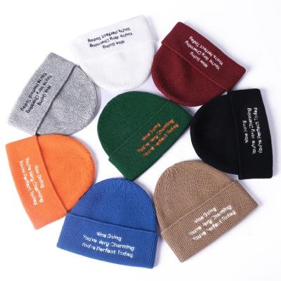 China COMMON Adults Fashion Beanie Men Knitted Winter Hats Colorful Embroidered For Women for sale