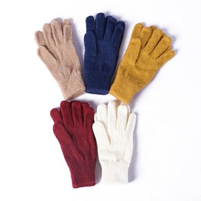 China Warm& Custom Logo Acrylic Fashion Soft Colorful Comfortable Ladies Warm Winter Knitted Gloves for sale