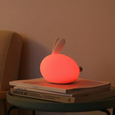 China 2022 Hot Selling Minimalist 7 Color Change By Touching Rabbit Shape Soft Silicone Led Night Light for sale