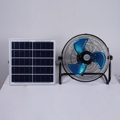 China Aluminum+ABS 12 Inch Portable Rechargeable Solar Fan With USB DC Charging Display for sale