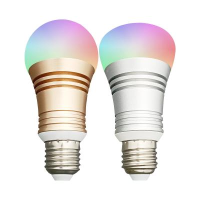 China Wholesale Desktop Plastic Aluminum 7w Gold Or Silver Smart Light Bulbs RGB Led Bulbs With Google Or Alexa Control for sale