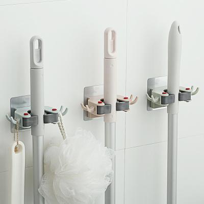 China C Hook Holder Bathroom Plastic Stickers Broom Strong Wall Mounted Broom Clip Without Punch Simple Multifunctional Home for sale