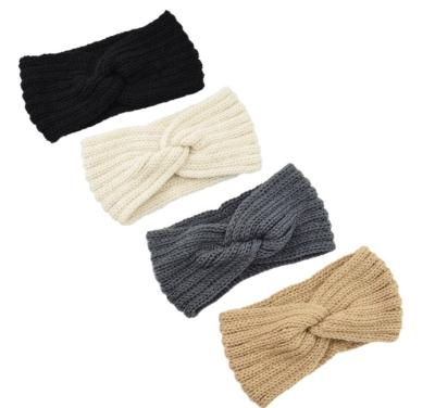 China Decorate Handwoven Twist Handwoven Hot Knot Fashion Headband Wool Hair Bands Multicolor Knitted Cross Wands for sale