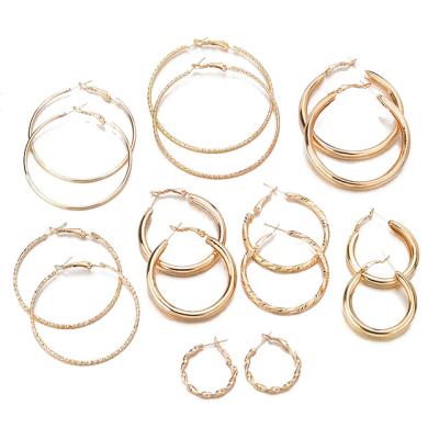 China Trendy simple fashion new women's simple personality creative accessories exaggerated circle circle geometric engraved earrings for sale